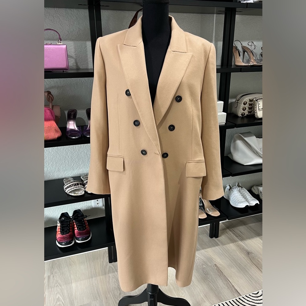 Zara Classic Camel Double-Breasted Coat XXL
